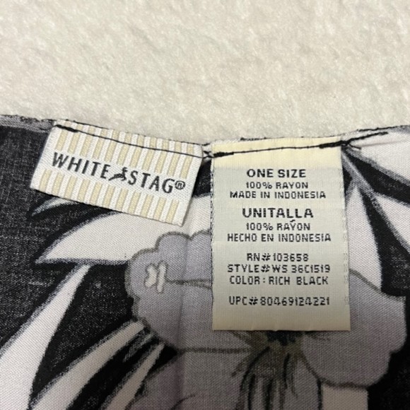 WHITE STAG Black and White Floral Leaf Print Rayon Scarf 60 x 44 inches One Size - Picture 5 of 6